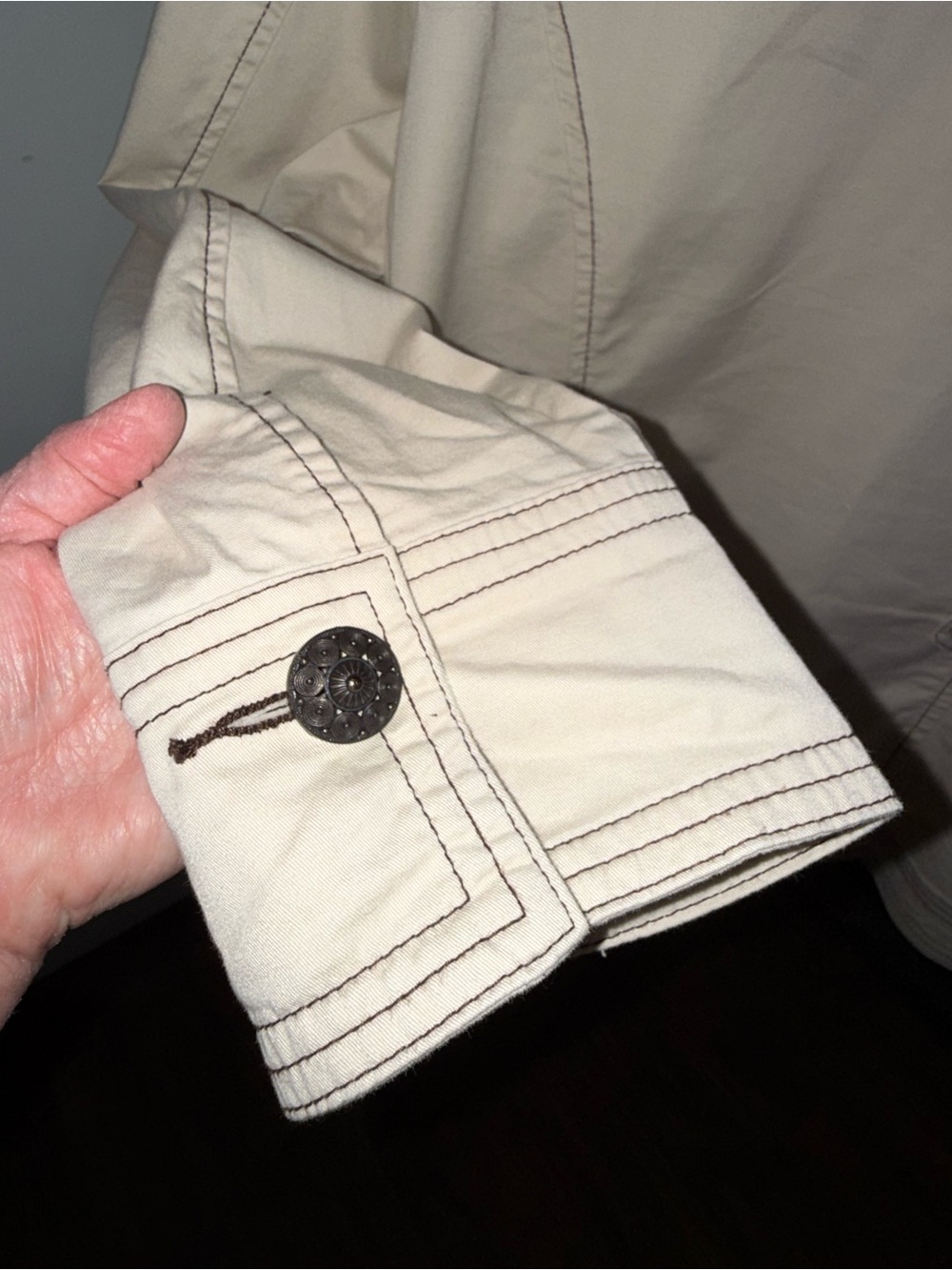 dressbarn Cream Utility Jacket with Dark Contrast Stitching 18/20 - Picture 5 of 7